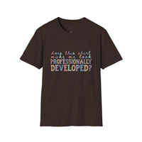 Professionally Developed? Pastel Graphic T‑Shirt — Funny Developer Tech Tee