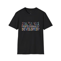 Professionally Developed? Pastel Graphic T‑Shirt — Funny Developer Tech Tee