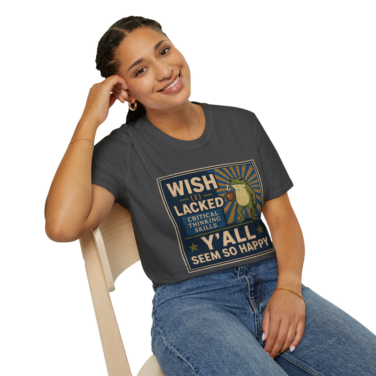 MskouTaa Tees — “Wish I Lacked Critical Thinking Skills” Funny Frog Graphic Tee