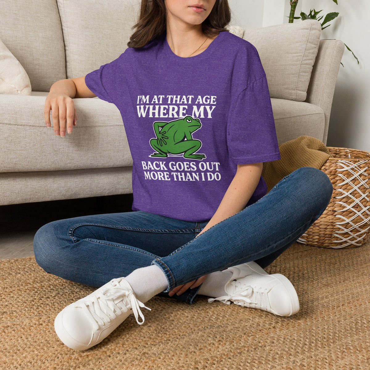 MSKOUTAA — "I'm At That Age Where My Back Goes Out More Than I Do" Funny Frog Tee