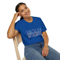 Professionally Developed? Pastel Graphic T‑Shirt — Funny Developer Tech Tee