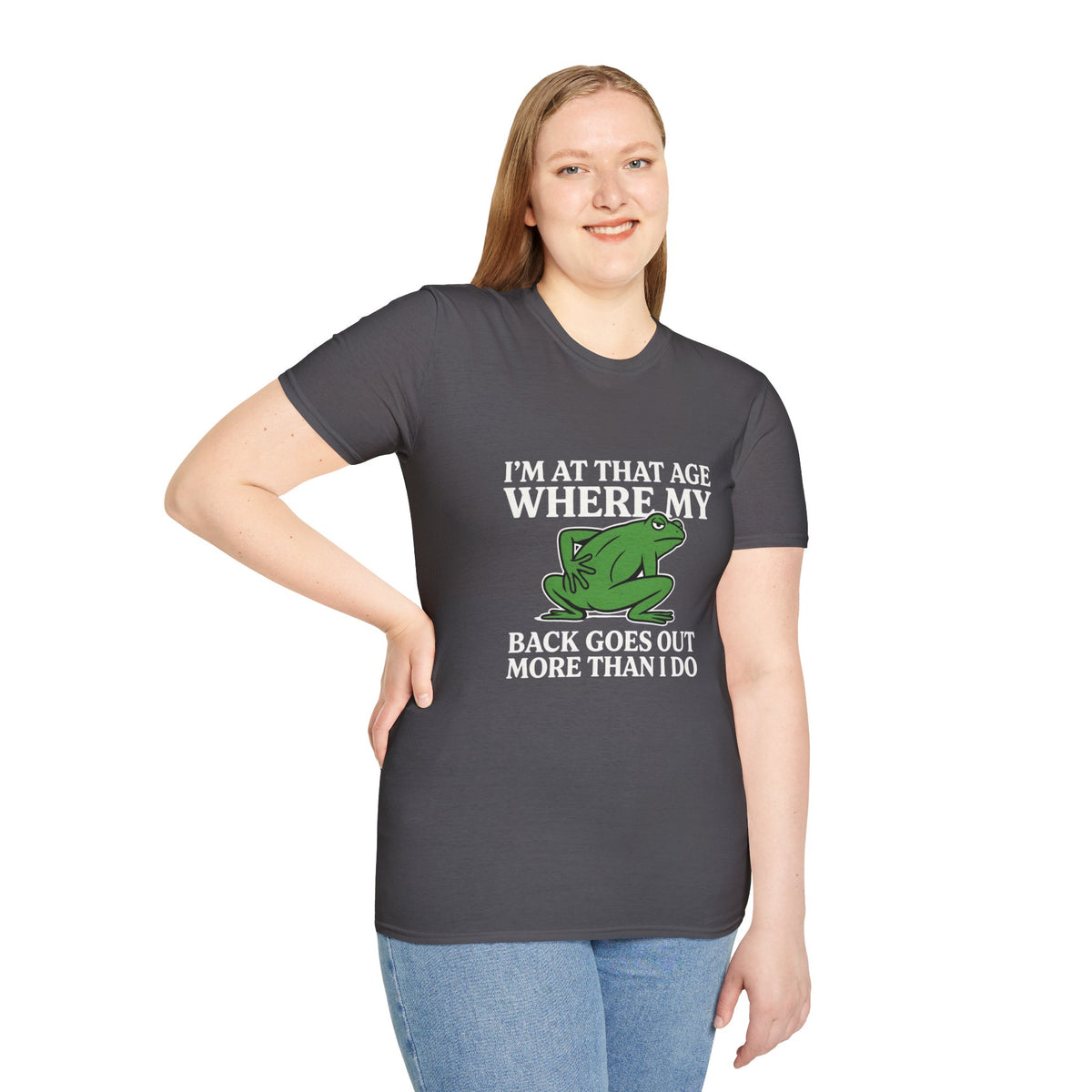 MSKOUTAA — "I'm At That Age Where My Back Goes Out More Than I Do" Funny Frog Tee