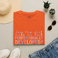 Professionally Developed? Pastel Graphic T‑Shirt — Funny Developer Tech Tee