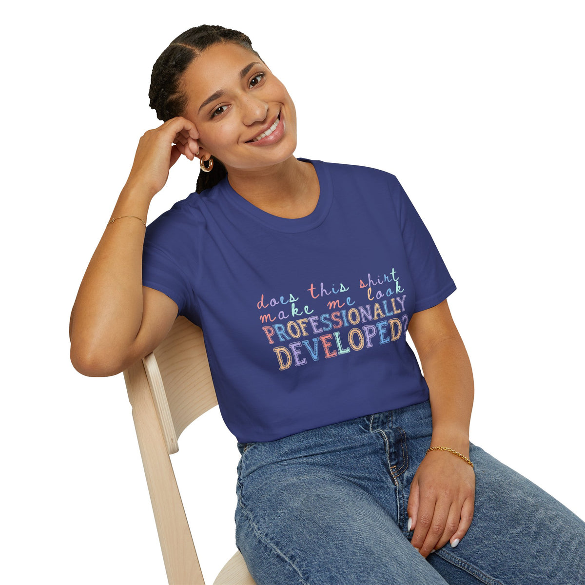Professionally Developed? Pastel Graphic T‑Shirt — Funny Developer Tech Tee