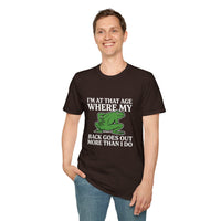 MSKOUTAA — "I'm At That Age Where My Back Goes Out More Than I Do" Funny Frog Tee