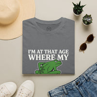 MSKOUTAA — "I'm At That Age Where My Back Goes Out More Than I Do" Funny Frog Tee