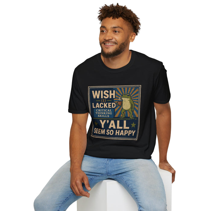MskouTaa Tees — “Wish I Lacked Critical Thinking Skills” Funny Frog Graphic Tee