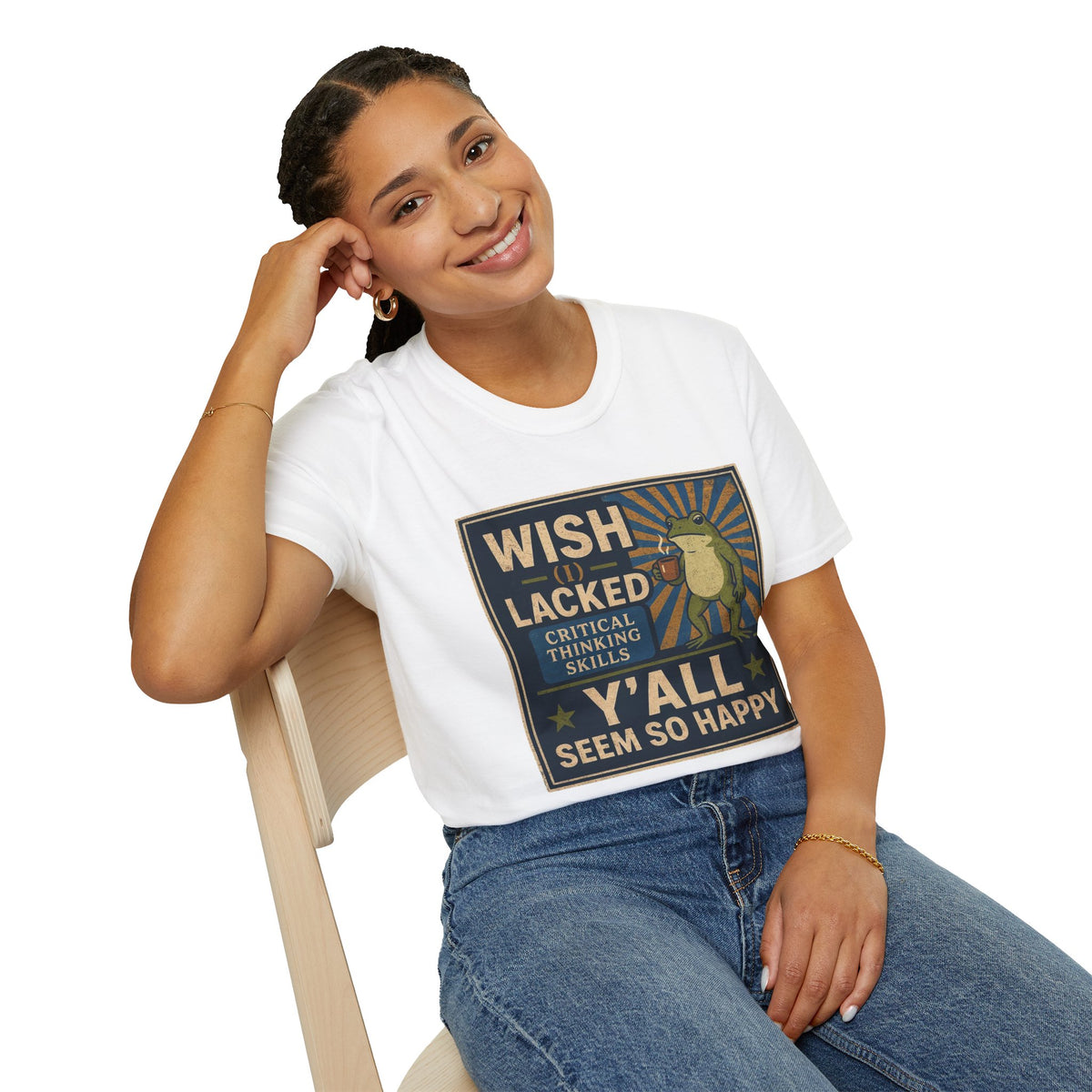 MskouTaa Tees — “Wish I Lacked Critical Thinking Skills” Funny Frog Graphic Tee
