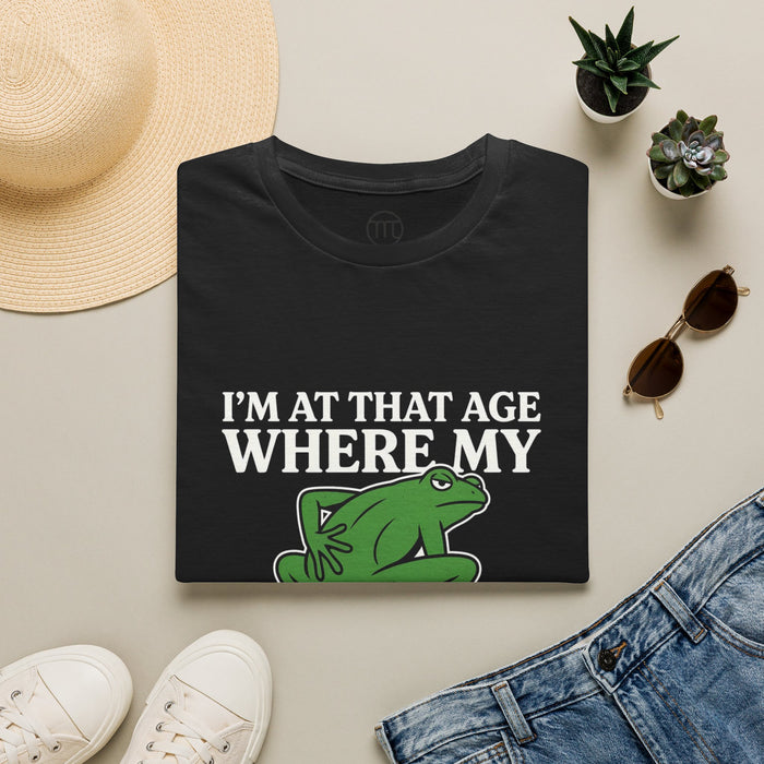 MSKOUTAA — "I'm At That Age Where My Back Goes Out More Than I Do" Funny Frog Tee