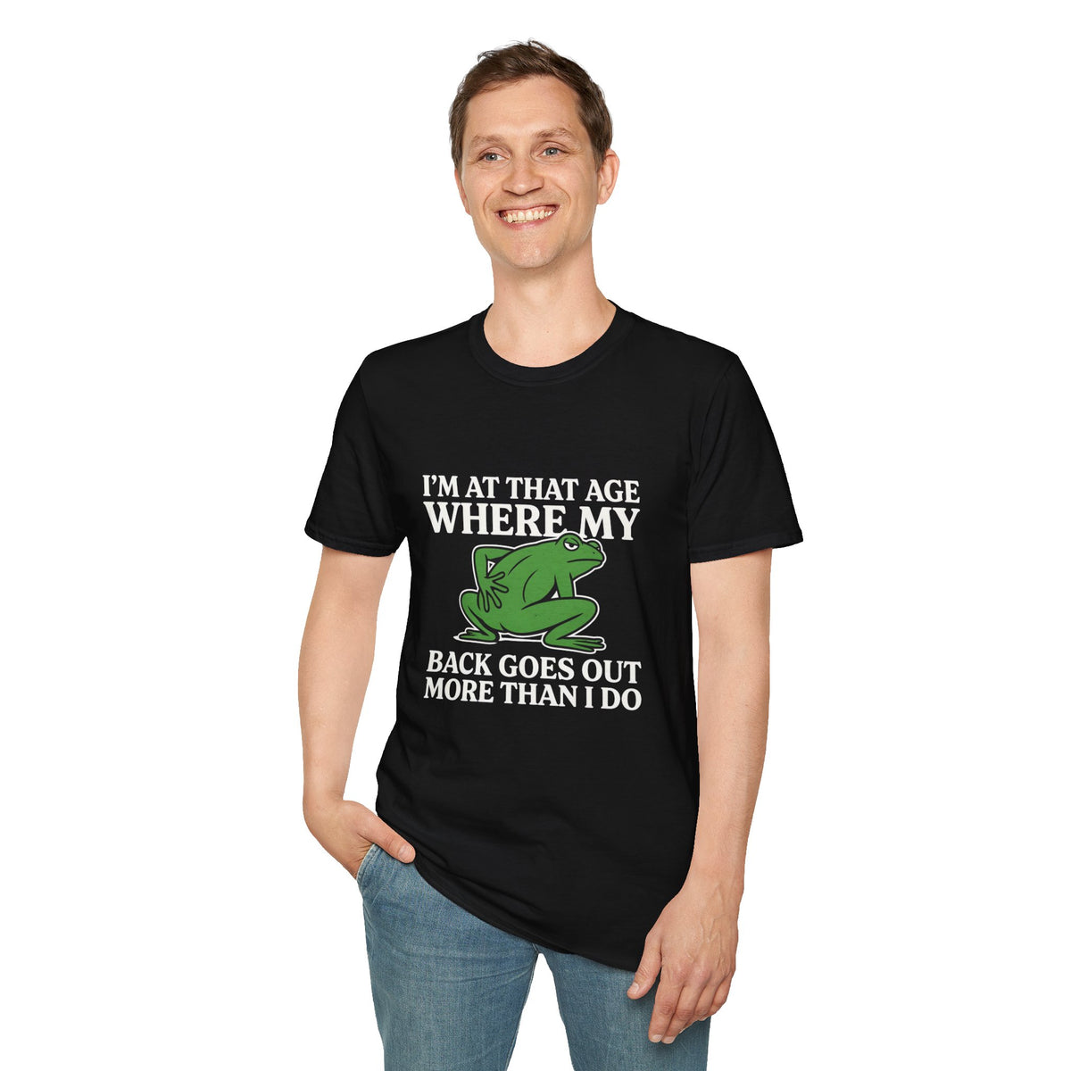 MSKOUTAA — "I'm At That Age Where My Back Goes Out More Than I Do" Funny Frog Tee