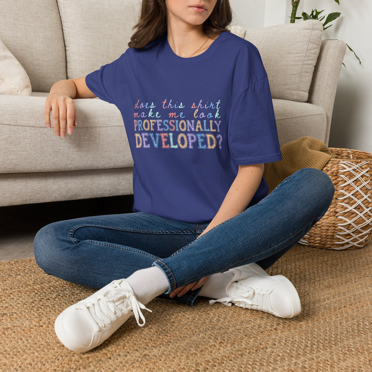 Professionally Developed? Pastel Graphic T‑Shirt — Funny Developer Tech Tee