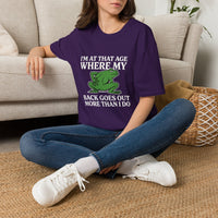 MSKOUTAA — "I'm At That Age Where My Back Goes Out More Than I Do" Funny Frog Tee