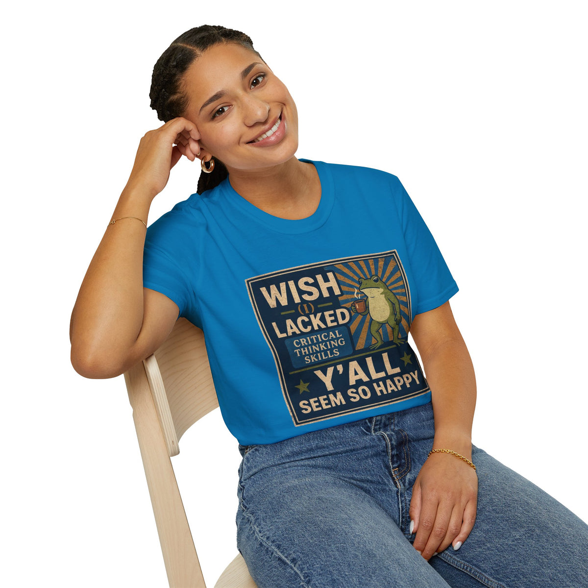 MskouTaa Tees — “Wish I Lacked Critical Thinking Skills” Funny Frog Graphic Tee
