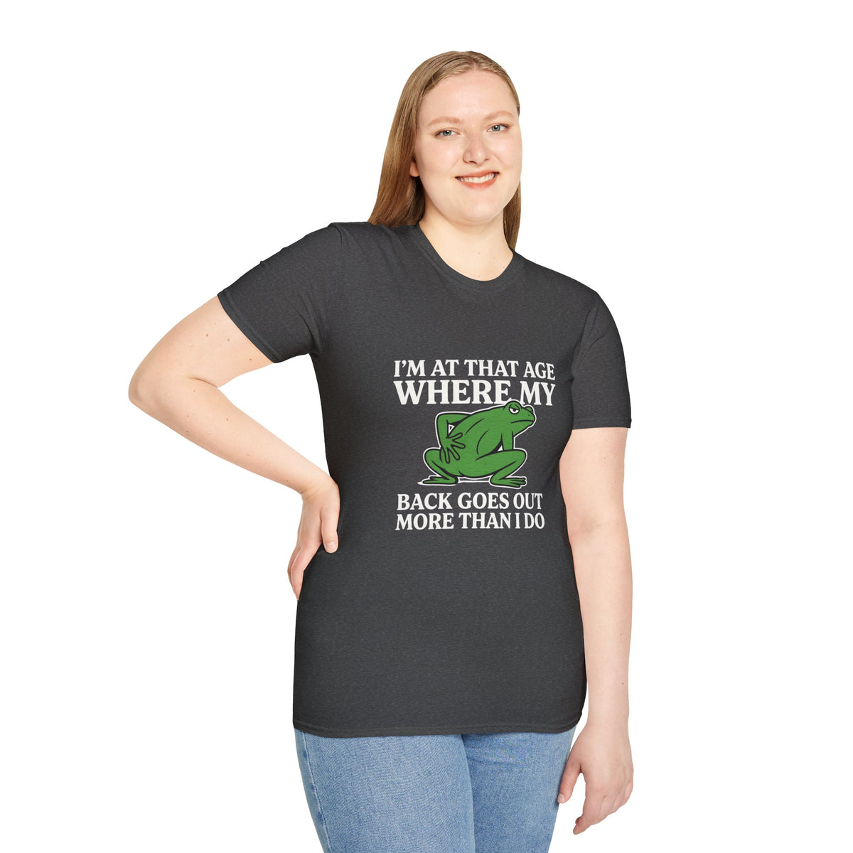 MSKOUTAA — "I'm At That Age Where My Back Goes Out More Than I Do" Funny Frog Tee