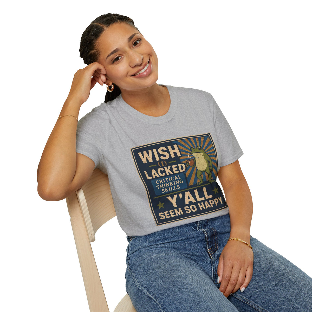 MskouTaa Tees — “Wish I Lacked Critical Thinking Skills” Funny Frog Graphic Tee