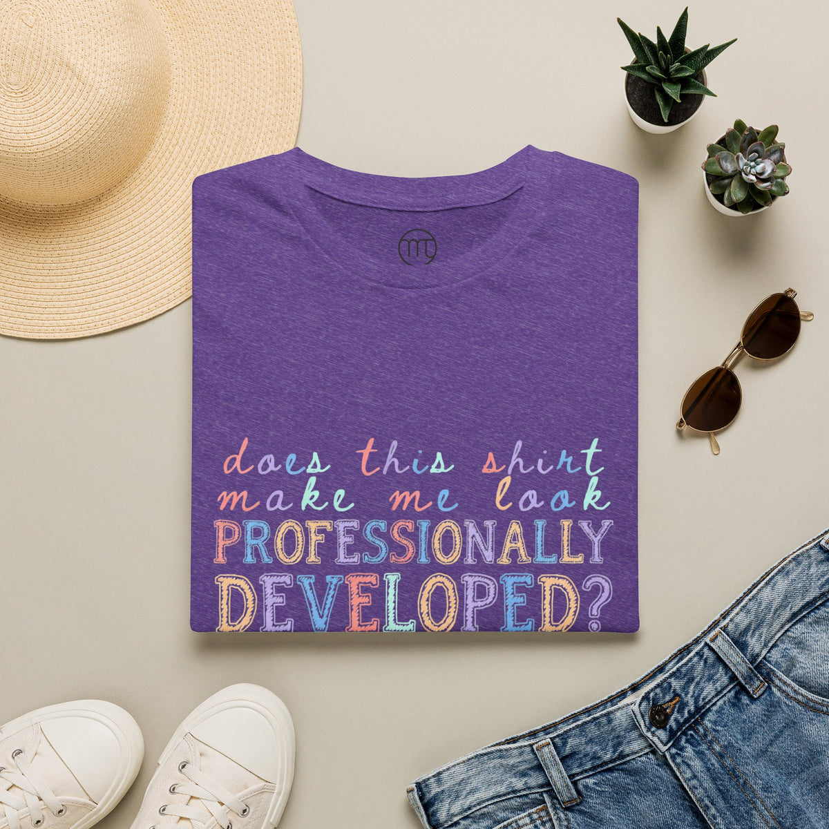 Professionally Developed? Pastel Graphic T‑Shirt — Funny Developer Tech Tee