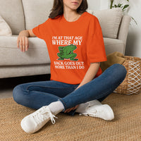 MSKOUTAA — "I'm At That Age Where My Back Goes Out More Than I Do" Funny Frog Tee